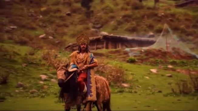 Кадра Махабхарата Царь Шантану на коне